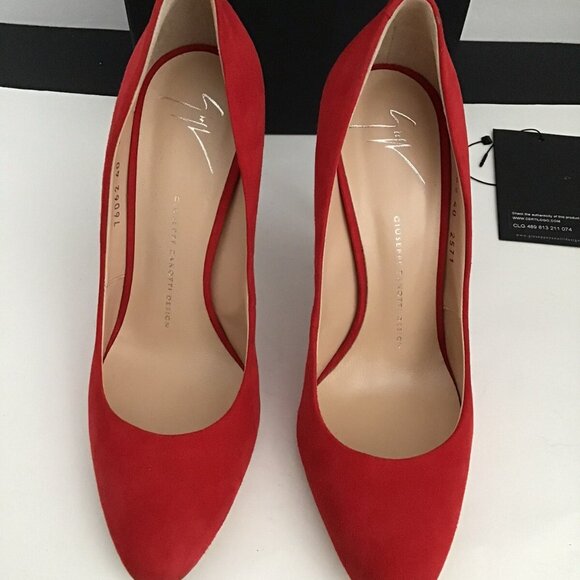 GIUSEPPE ZANOTTI Women's Bimba 110 High-Heel Stiletto Suede Red - Picture 4 of 11